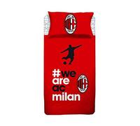 Milan Completo Lenzuola Letto Singolo 1 Una Piazza Ufficiale A.C Rosso Nero 100% Cotone