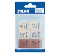 Milan Confezione Blister Con 6 Gomme Da Cancellare In Gomma Sintetica Con Disegni Per Bambini