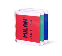 MILAN Confezione da 3 quaderni A4 con rilegatura a spirale e copertina rigida, carta a righe (7 mm), 80 fogli da 95 g/m², collezione nata 624 since 1918