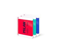 MILAN Confezione da 3 quaderni A5 con rilegatura a spirale e copertina rigida, carta a righe (7 mm), 80 fogli da 95 g/m², collezione nata 624 since 1918