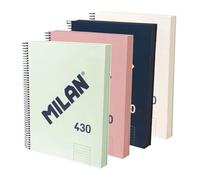MILAN® Confezione da 4 quaderni A4 con copertina rigida, carta a righe (7 mm), 120 fogli da 95 g/m², collezione gomma 430