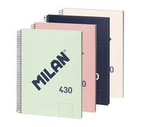 MILAN® Confezione da 4 quaderni A4 con copertina rigida, carta a righe (7 mm), 80 fogli da 95 g/m², collezione gomma 430