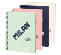 MILAN® Confezione da 4 quaderni A4 con spirale e copertina rigida, 80 fogli bianchi da 95 g/m², collezione 430 since 1918