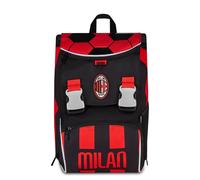 Seven Zaino Estensibile Milan, Doppio Scomparto, Nero, 24 L, Zip laterali, Tasca frontale, Tasca laterale portaborraccia, Scuola elementare e media, Bambino, Ragazzo, Calcio, Prodotto ufficiale