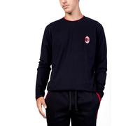 Milan, Homewear, Maglia a Maniche Lunghe da Casa, con Logo del Milan Lato Cuore, Abbigliamento Casa, Girocollo, Comoda, 100% Cotone, Colore Nero, Taglia L