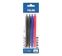 Milan P1 Touch Confezione da 4 penne a sfera retrattili - Punta tonda da 1 mm - Inchiostro a base di olio - Scrittura fluida - NEW