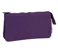 MILAN Portatodo 3 Compartimentos Knit Deep Purple Astuccio, 22 cm, Viola (Morado)