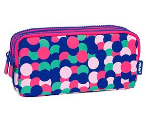MILAN Portatodo 3 Cremalleras Dotty Astuccio, 22 cm, Rosa