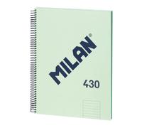 Quaderno Milano Spirale Formato A4 Righe 7mm - 80 Fogli da 95 gr/mq - Microforato, 4 Fori - Colore Verde