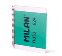 MILAN® Quaderno A4 a spirale e copertina rigida, carta a righe (7 mm), 80 fogli da 95 g/m², collezione nata® 624 since 1918, verde