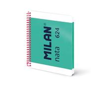 MILAN® Quaderno A5 con rilegatura a spirale e copertina rigida, carta a quadretti, 80 fogli da 95 g/m², collezione nata®, verde