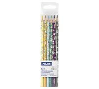 Milan Scatola 6 Pezzi di matite Colorate Happy Bots Mina 2,9 mm Forma Triangolare ergonomica Colori Assortiti
