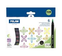 MILAN Scatola 6 pennarelli punta pennello colori Fluo