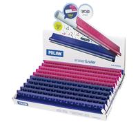 Milan Scatola Espositore 10 Gomme&righello Metallici Serie Acid 15 Cm
