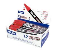 Milan Scatola Espositore 12 Pennarelli Fluoglass Punta A Scalpello 2 Colore Rosso 4 Mm