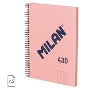 Milan Series 1918 Spiral Notebook A5 Formato 5x5mm Grid - 80 foglie di 95 GR/M2 - Microperforado, 2 trapani - Pink