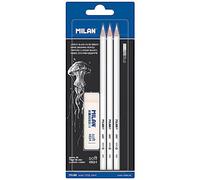 Milan Set 3 matite bianche con gomma morbida