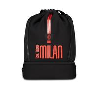 Milan Zaino Palestra Ragazzi e Bambini, Rosso Nero, Con Fondo Rigido Portascarpe, Spallacci Regolabili, Sport e Tempo Libero