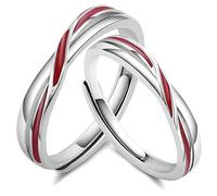 MILANG Anello Coppia Regolabile in Argento Puro con Filo Rosso, Fedi Nuziali e Anelli di Promessa, Regalo di San Valentino per Donna e Uomo