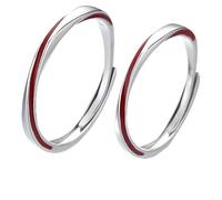 MILANG Anello Coppia Regolabile in Argento Sterling 925 con Filo Rosso, Fedi Nuziali e Anelli di Promessa, Regalo di San Valentino per Donna e Uomo