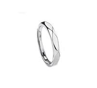 MILANG Coppia di anelli geometrici in argento Sterling 925, con design a rombo per lavoro e uso quotidiano, Argento, Zirconia cubica