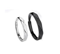 MILANG Coppia di anelli geometrici in argento Sterling 925, con design a rombo per lavoro e uso quotidiano, Argento, Zirconia cubica
