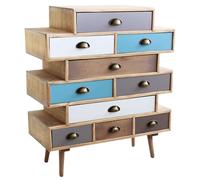 milani home - cassettiera 10 cassetti 80 x 37 x 92 cm, legno, multicolor