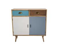 milani home - cassettiera 2 cassetti e 2 ante 80 x 35 x 98 cm, multicolor, legno