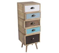 milani home - cassettiera 5 cassetti 40 x 37 x 99 cm, legno multicolor, salvaspazio per camera, ingresso e salotto