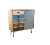 milani home - cassettiera 5 cassetti e 1 anta 80 x 35 x 85 cm, multicolor, legno