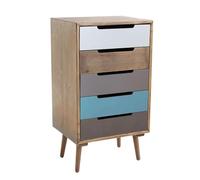milani home - cassettiera 5 cassetti in legno, multicolor, 46 x 37 x 84 cm, mobiletto salvaspazio per camera e ingresso