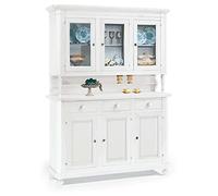 CHELSEY - credenza con vetrina in legno massello cm 150 x 43 x 218 h