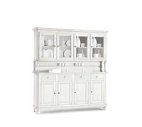 milani home Credenza con Vetrina in Legno Massello 196x43x218