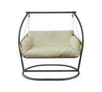 Milani Home - dondolo da giardino due posti in metallo con struttura, beige, per terrazzo e veranda
