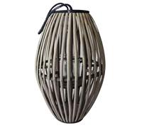 milani home Lanterna Grigia in Vimini E Vetro per Interno E Esterno, Portico, Porta Candela, Porta Fiori, Giardino Decorazioni