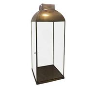 milani home Lanterna in Vetro E Metallo di Design Moderno Stile Vintage Portacandela Ottone Antico, Cm 20x20x58 H
