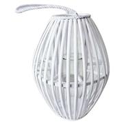 Milani Home - lanterna in vimini e vetro bianco, portacandela decorativa da interno e esterno, per portico e giardino