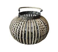 Milani Home - lanterna in vimini e vetro grigia, portacandela da giardino e portico, stile shabby