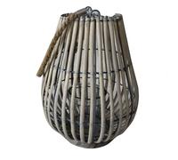 Milani Home - lanterna in vimini e vetro grigio, portacandela decorativa da giardino e interno, per portico e veranda