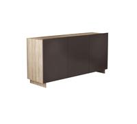 milani home - madia credenza moderna 3 ante 150 x 40 x 76 cm, antracite e olmo