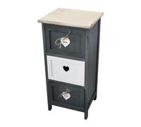 milani home - mobiletto in legno 3 cassetti, grigio scuro, stile shabby chic, 30 x 28 x 63 cm