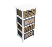 milani home - mobiletto in legno 4 cassetti, bianco e legno chiaro, stile shabby chic, 35 x 28 x 73 cm
