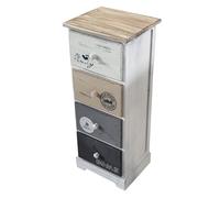 milani home - mobiletto in legno 4 cassetti, grigio chiaro, stile shabby chic, 29 x 25 x 72 cm
