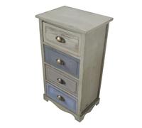 milani home - mobiletto in legno 4 cassetti, grigio chiaro, stile shabby chic, 40 x 29 x 72 cm