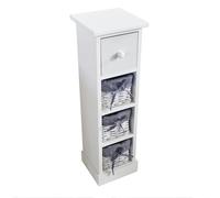 milani home - Mobiletto in legno con 1 cassetto e 3 ceste cm 21 l x 21 p x 70 hdi coloreBianco