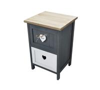 milani home - mobiletto in legno con 2 cassetti, grigio, stile shabby chic, 30 x 28 x 45 cm