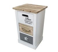 milani home - mobiletto in legno con 3 cassetti, bianco, stile shabby chic, 29 x 27 x 49 cm