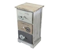 milani home - mobiletto in legno con 3 cassetti, grigio chiaro, stile shabby chic, 29 x 25 x 56 cm