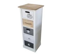 milani home - Mobiletto in legno con 5 cassetti cm 29 l x 27 p x 81 h - Bianco
