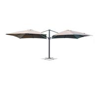milani home - Ombrellone Doppio Telo Con Palo Laterale A Braccio Decentrato Per Giardino Esterno Ristorante Piscina Bar Hotel Colore Taupe